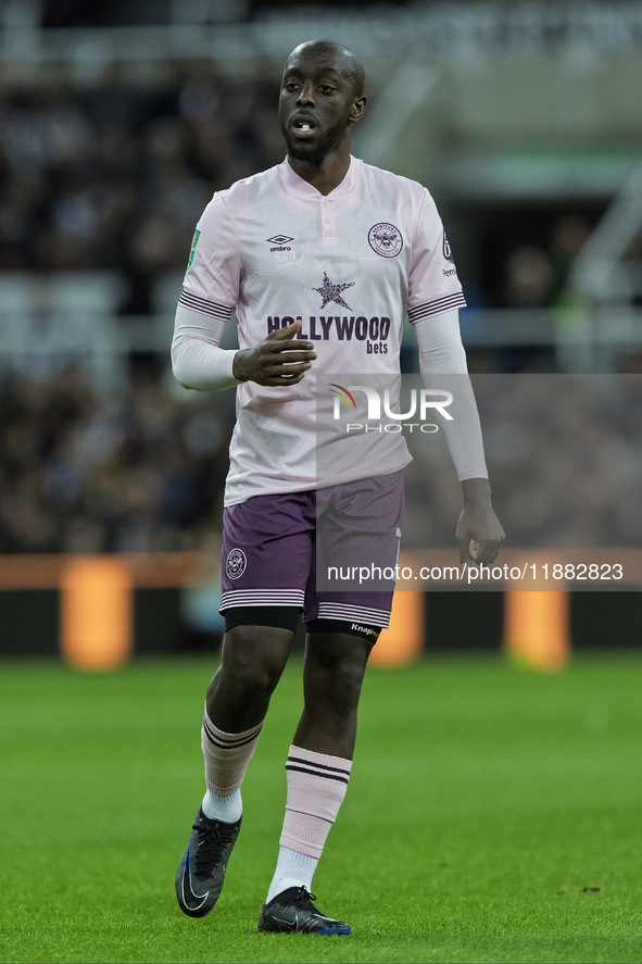 Yoane Wissa of Brentford is seen during the Carabao Cup Quarter Final match between Newcastle United and Brentford at St. James's Park in Ne...