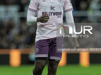 Yoane Wissa of Brentford is seen during the Carabao Cup Quarter Final match between Newcastle United and Brentford at St. James's Park in Ne...