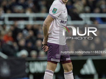 Brentford's Vitaly Janelt is seen during the Carabao Cup Quarter Final match between Newcastle United and Brentford at St. James's Park in N...