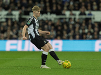 Lewis Hall of Newcastle United is seen in action during the Carabao Cup Quarter Final match between Newcastle United and Brentford at St. Ja...