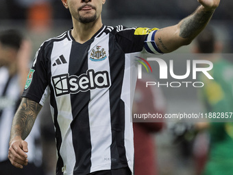 Bruno Guimaraes waves to the fans after the Carabao Cup Quarter Final match between Newcastle United and Brentford at St. James's Park in Ne...