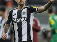 Bruno Guimaraes waves to the fans after the Carabao Cup Quarter Final match between Newcastle United and Brentford at St. James's Park in Ne...