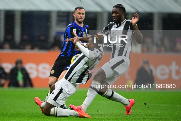 Marko Arnautovic of Inter Milan is in action during the Coppa Italia Frecciarossa match between Inter Milan and Udinese Calcio at Giuseppe M...