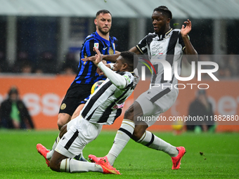 Marko Arnautovic of Inter Milan is in action during the Coppa Italia Frecciarossa match between Inter Milan and Udinese Calcio at Giuseppe M...