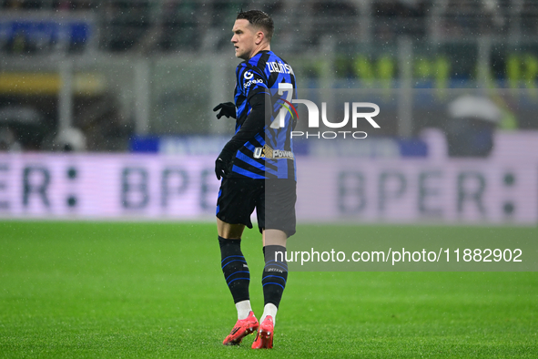 Piotr Zielinski of Inter Milan looks on during the Coppa Italia Frecciarossa match between Inter Milan and Udinese Calcio at Giuseppe Meazza...