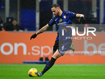 Marko Arnautovic of Inter Milan is in action during the Coppa Italia Frecciarossa match between Inter Milan and Udinese Calcio at Giuseppe M...