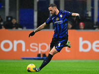 Marko Arnautovic of Inter Milan is in action during the Coppa Italia Frecciarossa match between Inter Milan and Udinese Calcio at Giuseppe M...