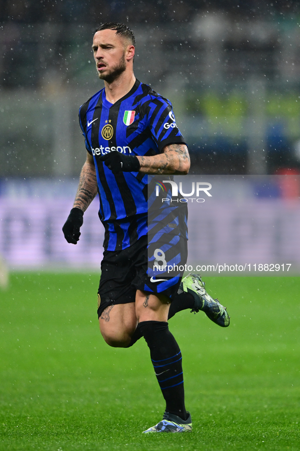 Marko Arnautovic of Inter Milan looks on during the Coppa Italia Frecciarossa match between Inter Milan and Udinese Calcio at Giuseppe Meazz...