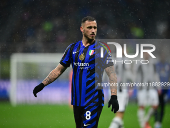 Marko Arnautovic of Inter Milan looks on during the Coppa Italia Frecciarossa match between Inter Milan and Udinese Calcio at Giuseppe Meazz...