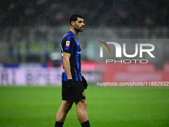 Mehdi Taremi of Inter Milan looks on during the Coppa Italia Frecciarossa match between Inter Milan and Udinese Calcio at Giuseppe Meazza in...