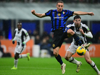 Davide Frattesi of Inter Milan is in action during the Coppa Italia Frecciarossa match between Inter Milan and Udinese Calcio at Giuseppe Me...