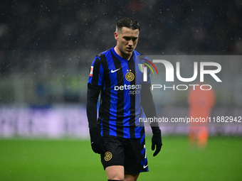 Piotr Zielinski of Inter Milan looks on during the Coppa Italia Frecciarossa match between Inter Milan and Udinese Calcio at Giuseppe Meazza...