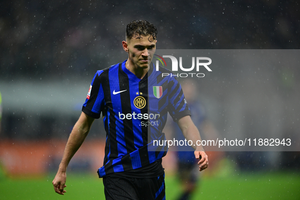 Kristjan Aslani of Inter Milan looks on during the Coppa Italia Frecciarossa match between Inter Milan and Udinese Calcio at Giuseppe Meazza...