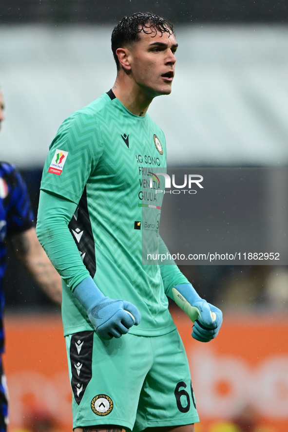 Edoardo Piana of Udinese Calcio looks on during the Coppa Italia Frecciarossa match between Inter Milan and Udinese Calcio at Giuseppe Meazz...