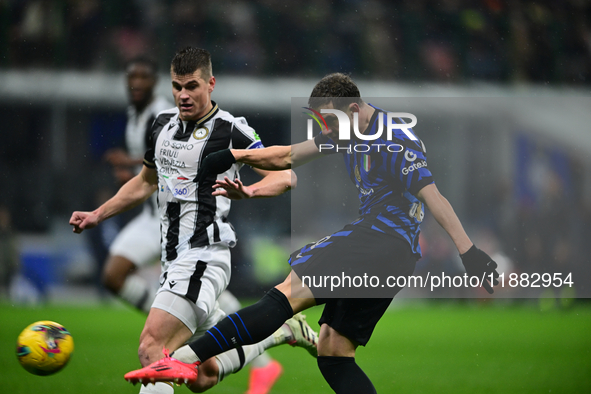 Carlos Augusto of Inter Milan is in action during the Coppa Italia Frecciarossa match between Inter Milan and Udinese Calcio at Giuseppe Mea...