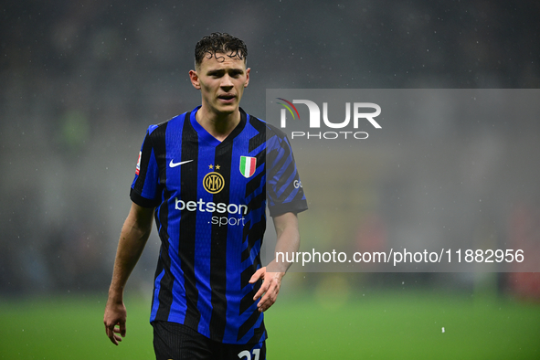 Kristjan Aslani of Inter Milan looks on during the Coppa Italia Frecciarossa match between Inter Milan and Udinese Calcio at Giuseppe Meazza...