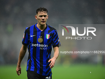 Kristjan Aslani of Inter Milan looks on during the Coppa Italia Frecciarossa match between Inter Milan and Udinese Calcio at Giuseppe Meazza...