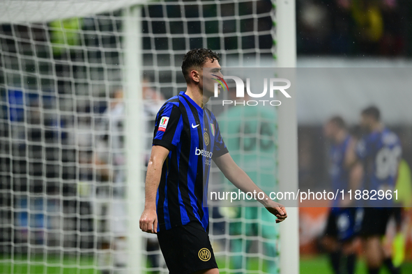 Kristjan Aslani of Inter Milan looks on during the Coppa Italia Frecciarossa match between Inter Milan and Udinese Calcio at Giuseppe Meazza...