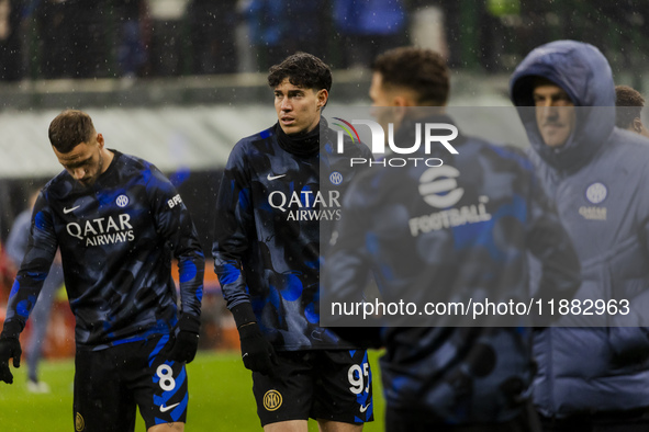 Alessandro Bastoni plays during the Coppa Italia match between FC Internazionale and Udinese Calcio at Giuseppe Meazza Stadium in Milano, It...