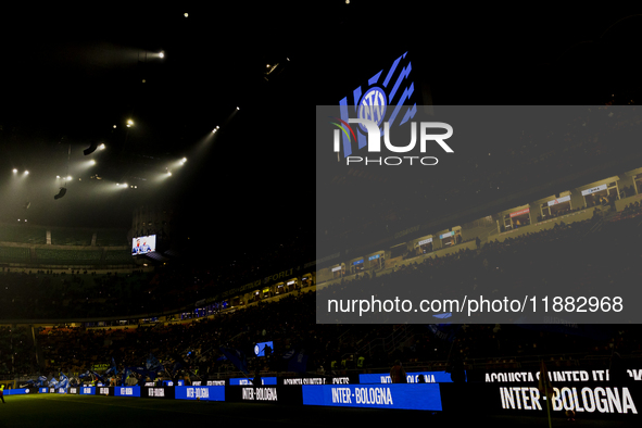 A general view of San Siro Stadium during the Coppa Italia match between FC Internazionale and Udinese Calcio at Giuseppe Meazza Stadium in...