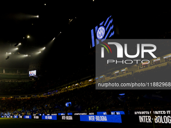 A general view of San Siro Stadium during the Coppa Italia match between FC Internazionale and Udinese Calcio at Giuseppe Meazza Stadium in...