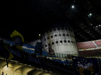 A general view of San Siro Stadium during the Coppa Italia match between FC Internazionale and Udinese Calcio at Giuseppe Meazza Stadium in...