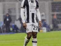 Christian Kabasele plays during the Coppa Italia match between FC Internazionale and Udinese Calcio at Giuseppe Meazza Stadium in Milano, It...