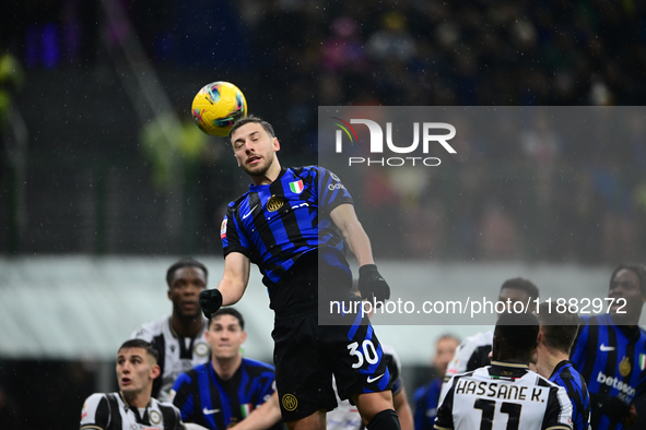 Carlos Augusto of Inter Milan is in action during the Coppa Italia Frecciarossa match between Inter Milan and Udinese Calcio at Giuseppe Mea...