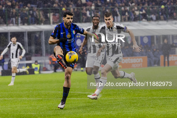 Mehdi Taremi plays during the Coppa Italia match between FC Internazionale and Udinese Calcio at Giuseppe Meazza Stadium in Milano, Italy, o...