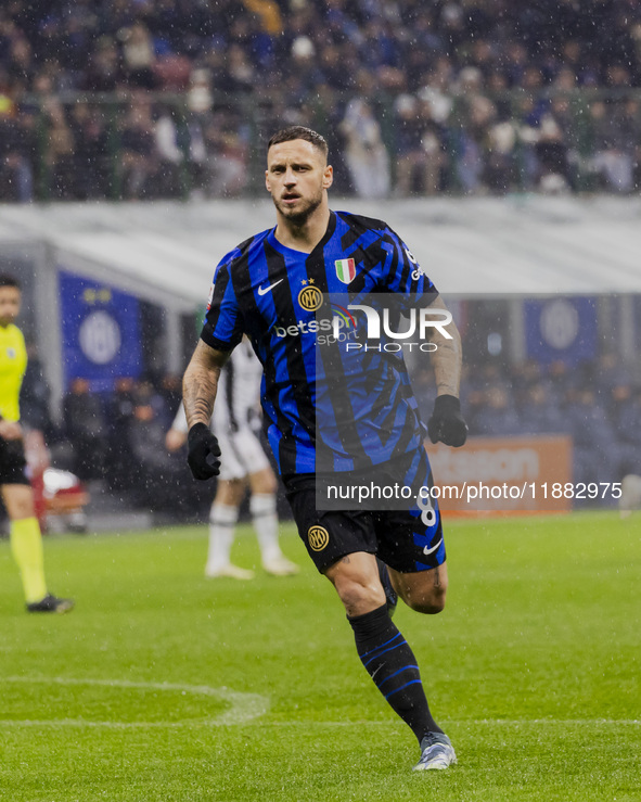 Marko Arnautovic plays during the Coppa Italia match between FC Internazionale and Udinese Calcio at Giuseppe Meazza Stadium in Milano, Ital...