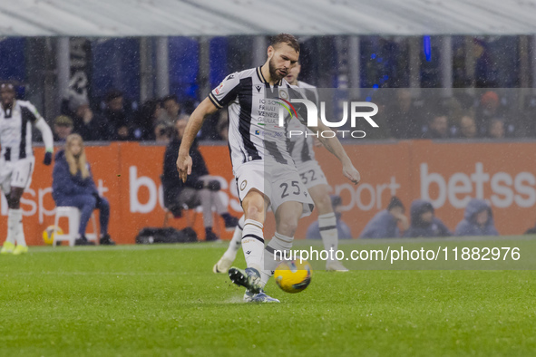 Jesper Karlstrom plays during the Coppa Italia match between FC Internazionale and Udinese Calcio at Giuseppe Meazza Stadium in Milano, Ital...