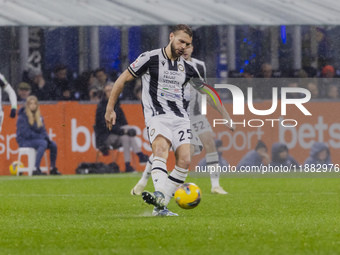 Jesper Karlstrom plays during the Coppa Italia match between FC Internazionale and Udinese Calcio at Giuseppe Meazza Stadium in Milano, Ital...