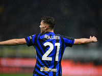 Kristjan Aslani of Inter Milan celebrates after scoring his team's second goal during the Coppa Italia Frecciarossa match between Inter Mila...