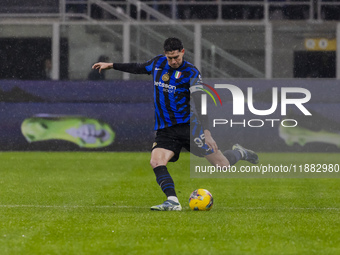 Alessandro Bastoni plays during the Coppa Italia match between FC Internazionale and Udinese Calcio at Giuseppe Meazza Stadium in Milano, It...