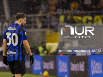 Carlos Augusto plays during the Coppa Italia match between FC Internazionale and Udinese Calcio at Giuseppe Meazza Stadium in Milano, Italy,...