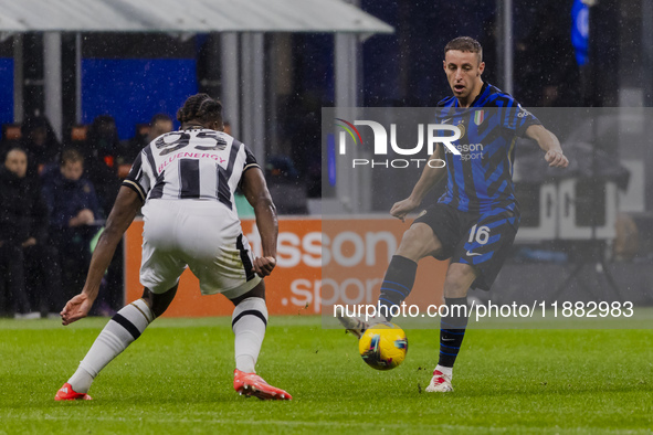 Davide Frattesi plays during the Coppa Italia match between FC Internazionale and Udinese Calcio at Giuseppe Meazza Stadium in Milano, Italy...