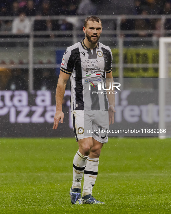 Jesper Karlstrom plays during the Coppa Italia match between FC Internazionale and Udinese Calcio at Giuseppe Meazza Stadium in Milano, Ital...