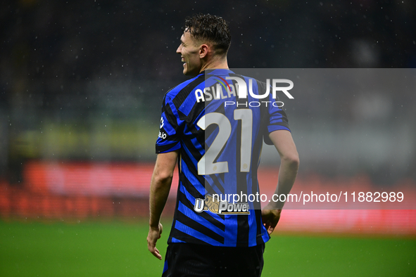 Kristjan Aslani of Inter Milan celebrates after scoring his team's second goal during the Coppa Italia Frecciarossa match between Inter Mila...