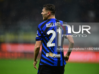 Kristjan Aslani of Inter Milan celebrates after scoring his team's second goal during the Coppa Italia Frecciarossa match between Inter Mila...