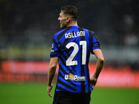 Kristjan Aslani of Inter Milan celebrates after scoring his team's second goal during the Coppa Italia Frecciarossa match between Inter Mila...