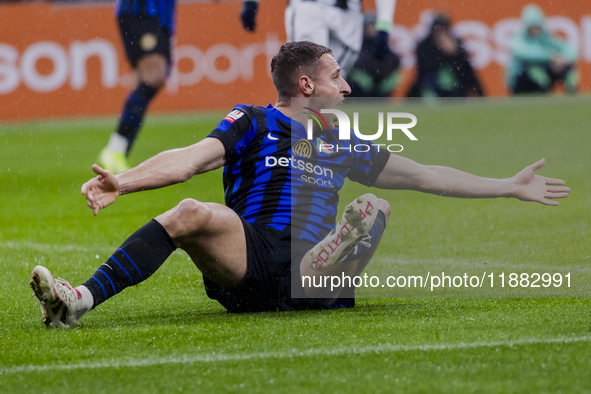 Davide Frattesi plays during the Coppa Italia match between FC Internazionale and Udinese Calcio at Giuseppe Meazza Stadium in Milano, Italy...