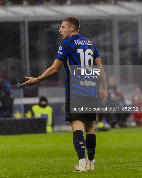 Davide Frattesi plays during the Coppa Italia match between FC Internazionale and Udinese Calcio at Giuseppe Meazza Stadium in Milano, Italy...