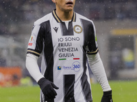 Alexis Sanchez plays during the Coppa Italia match between FC Internazionale and Udinese Calcio in Milano, Italy, on December 19, 2024, at G...