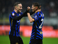 Kristjan Aslani of Inter Milan celebrates after scoring his team's second goal during the Coppa Italia Frecciarossa match between Inter Mila...