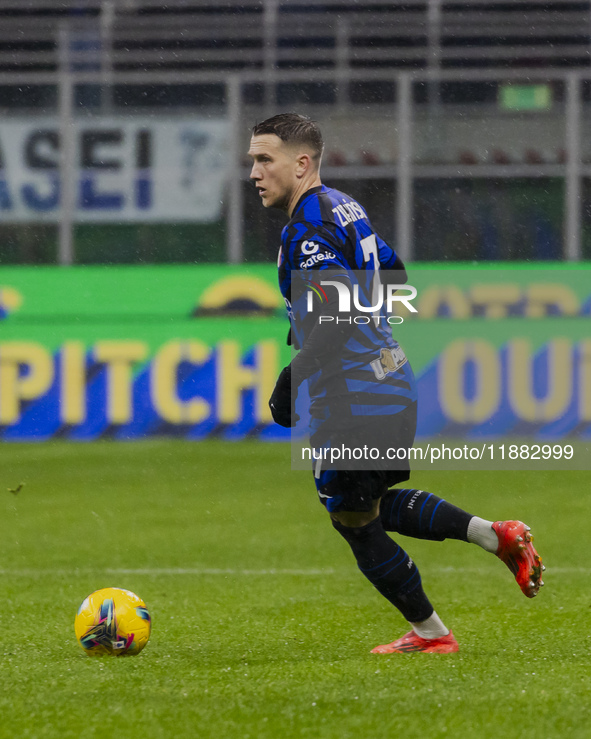 Piotr Zielinski plays during the Coppa Italia match between FC Internazionale and Udinese Calcio at Giuseppe Meazza Stadium in Milano, Italy...