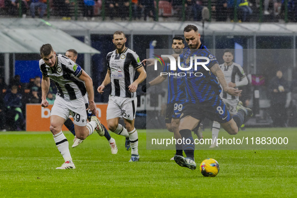 Marko Arnautovic plays during the Coppa Italia match between FC Internazionale and Udinese Calcio at Giuseppe Meazza Stadium in Milano, Ital...