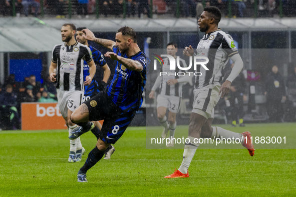 Marko Arnautovic plays during the Coppa Italia match between FC Internazionale and Udinese Calcio at Giuseppe Meazza Stadium in Milano, Ital...