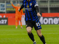 Alessandro Bastoni plays during the Coppa Italia match between FC Internazionale and Udinese Calcio at Giuseppe Meazza Stadium in Milano, It...