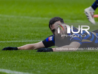 Carlos Augusto plays during the Coppa Italia match between FC Internazionale and Udinese Calcio at Giuseppe Meazza Stadium in Milano, Italy,...