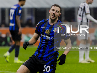 Carlos Augusto plays during the Coppa Italia match between FC Internazionale and Udinese Calcio at Giuseppe Meazza Stadium in Milano, Italy,...